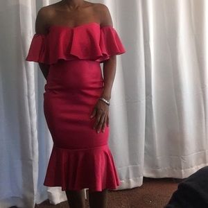 Ruffle sleeve midi dress